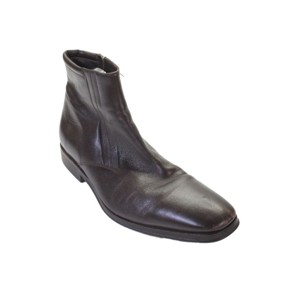 Bruno Magli Mens Leather Zip Ankle Boots Shoes Brown Size 10